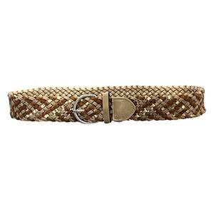 Bronze Brown Tan Cream Woven Braided Belt Women Medium 31” - 35”